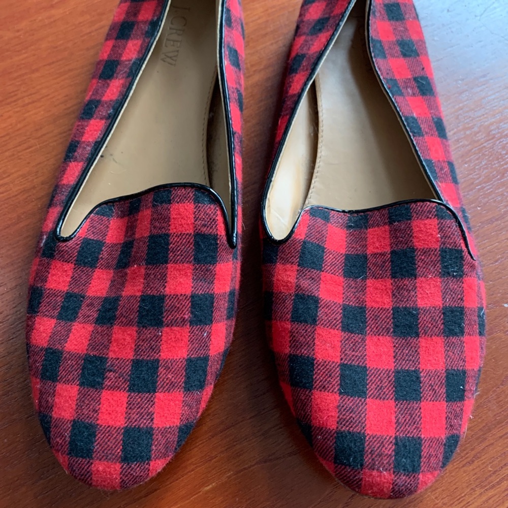 J Crew Plaid Slip on flats - size 9